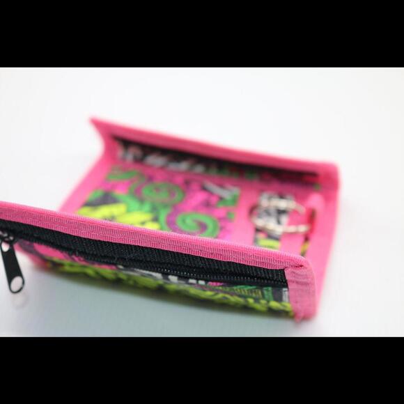 VINTAGE 80/90 YEARS FLUO GRAPHIC WALLET Pink kids retro - Picture 3 of 7